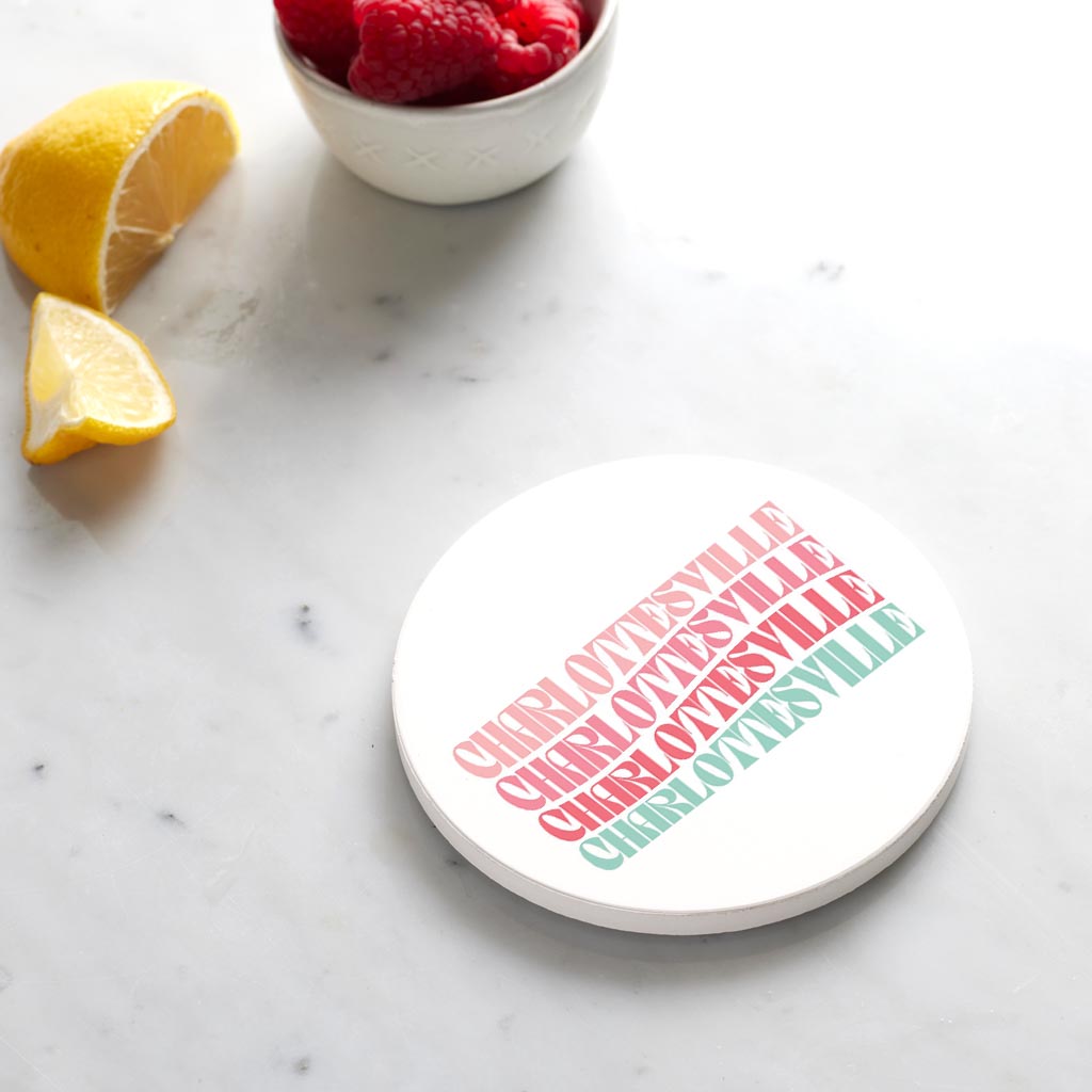 Ceramic Round Coaster-Retro Wave Charlottesville Virginia