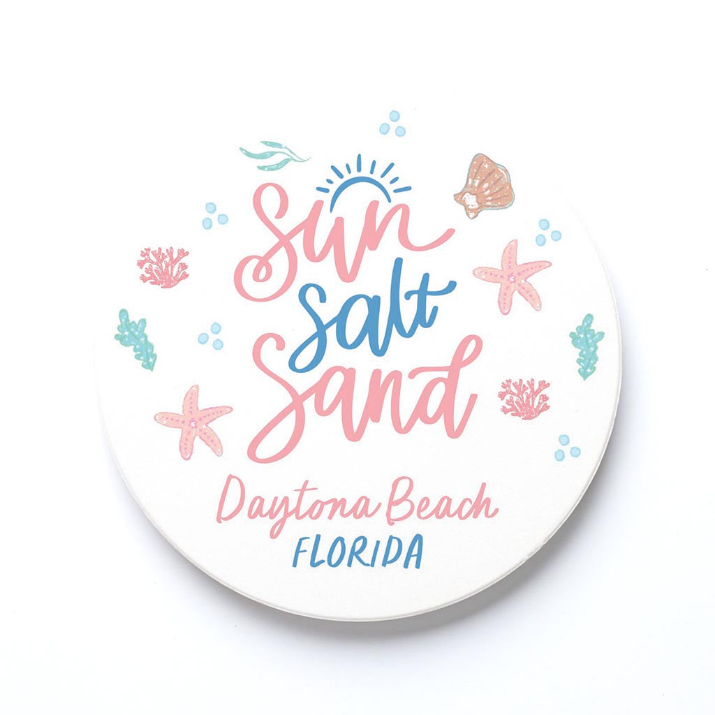 Ceramic Round Coaster-City & State Coastal Sea Turtles -0