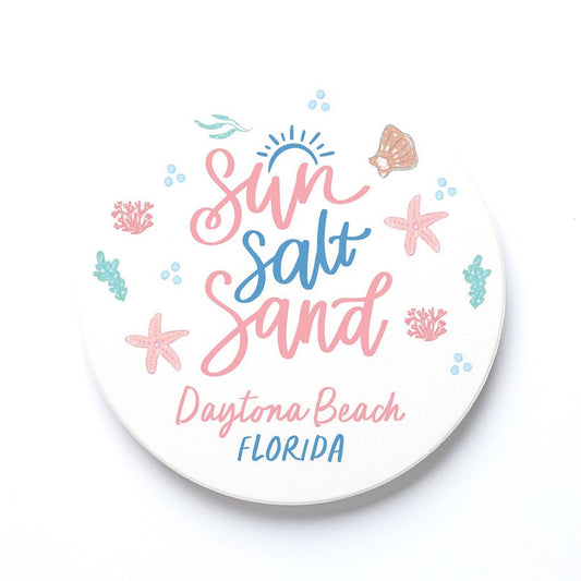 Ceramic Round Coaster-City & State Coastal Sea Turtles -0