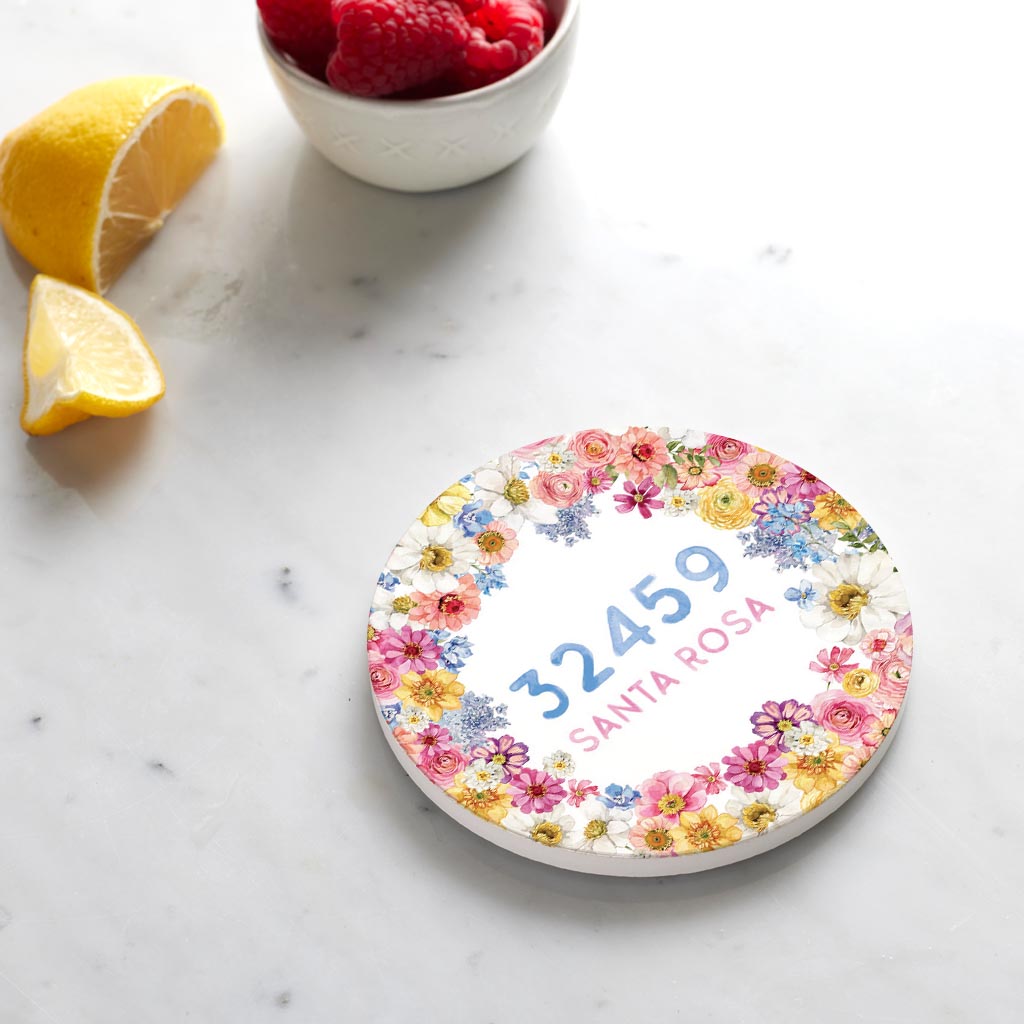 Ceramic Round Coaster-Love+Local Fantasy Garden Zip -3