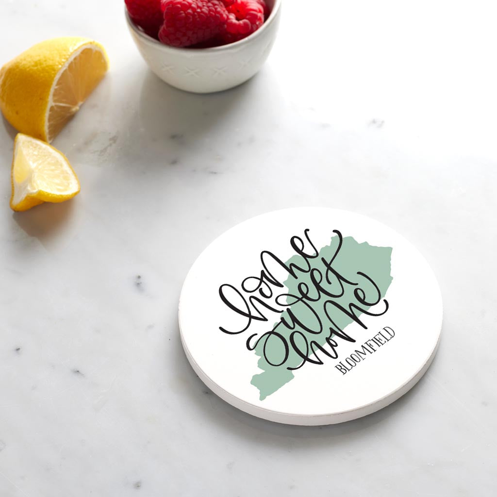 Ceramic Round Coaster-Home Sweet Home Bloomfield Kentucky -3
