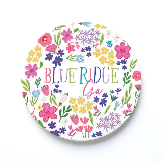 Ceramic Round Coaster-Flower Confetti Blue Ridge Georgia -0