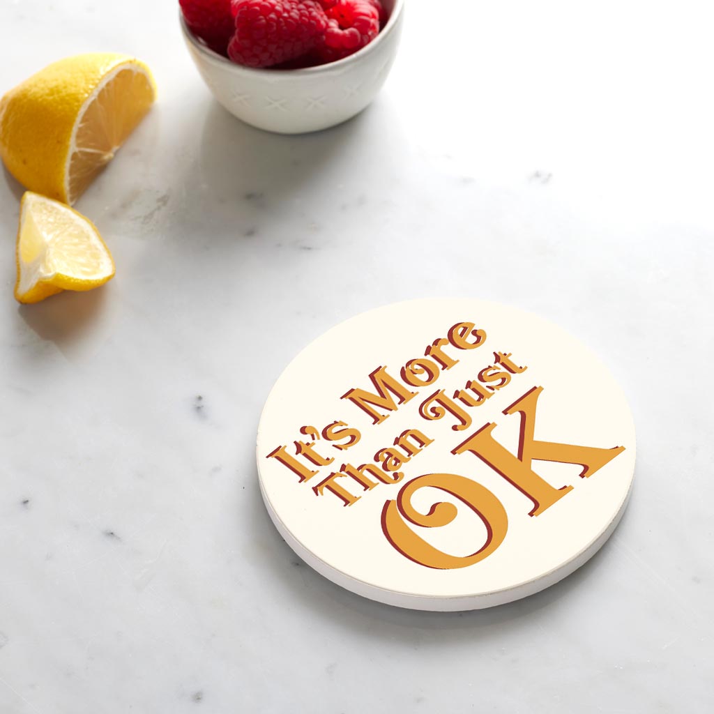Ceramic Round Coaster-Modern Minimalist Oklahoma More Than Just OK