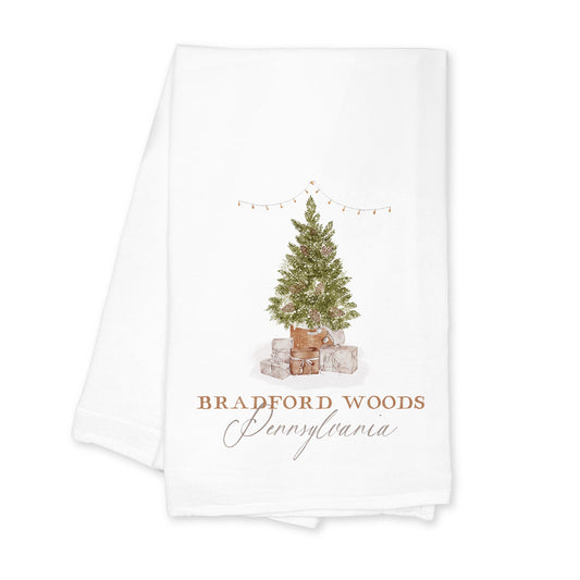 Cotton Tea Towel White-Cottage Tree Bradford Woods Pennsylvania -0