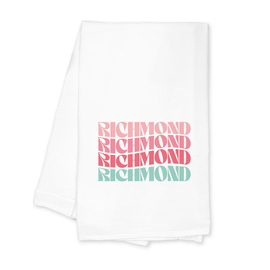 Cotton Tea Towel White-Retro Wave Richmond Virginia -0