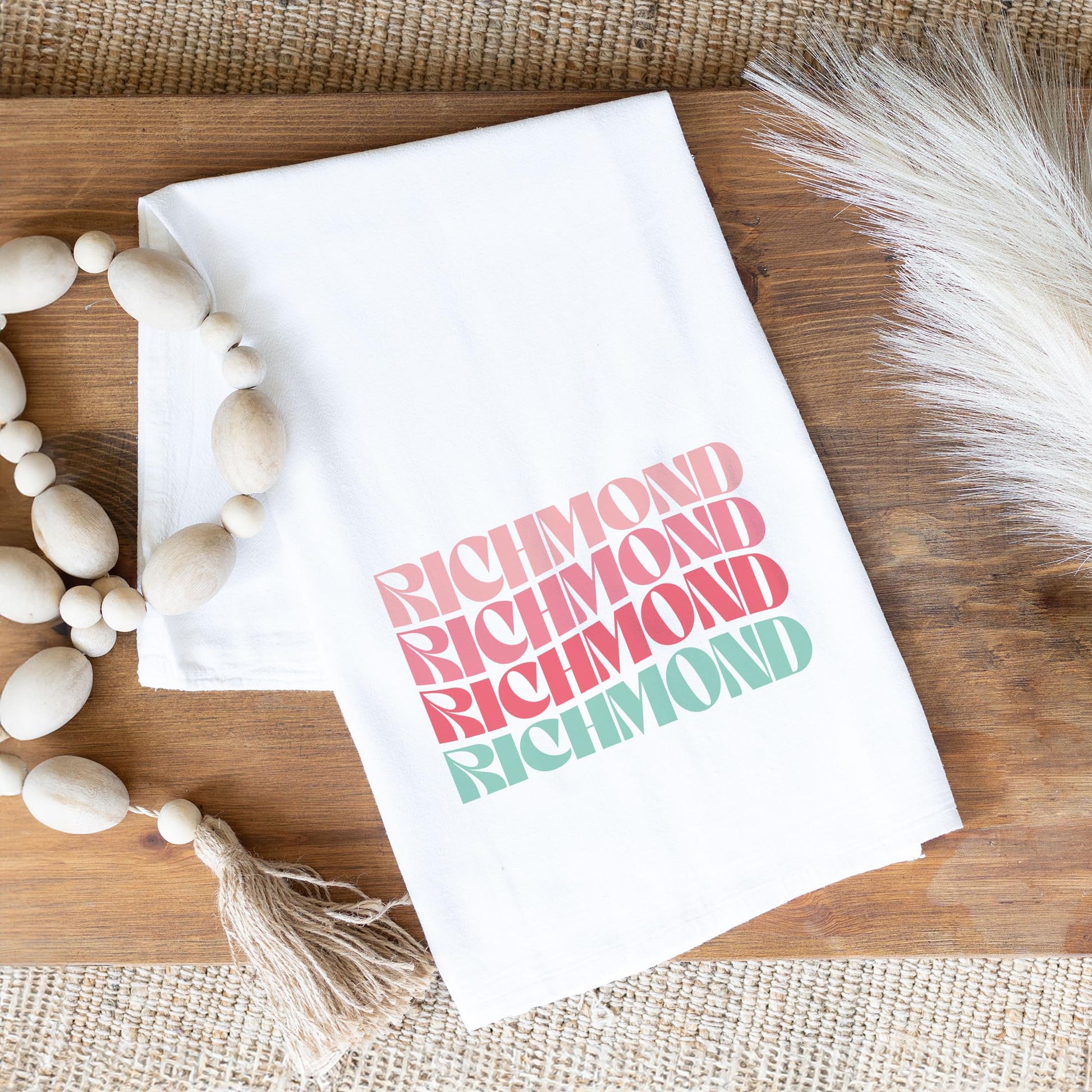 Cotton Tea Towel White-Retro Wave Richmond Virginia -1