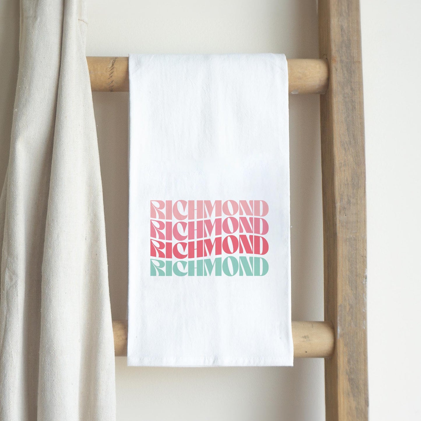 Cotton Tea Towel White-Retro Wave Richmond Virginia -2