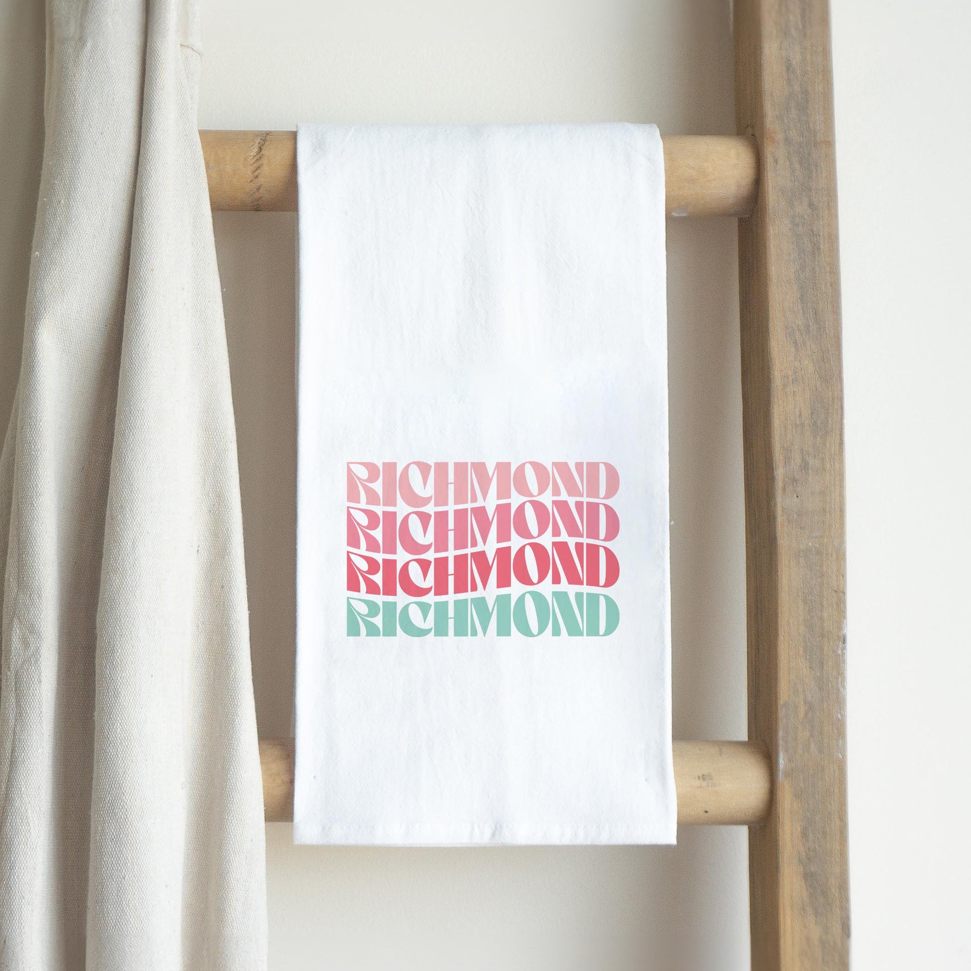 Cotton Tea Towel White-Retro Wave Richmond Virginia -2