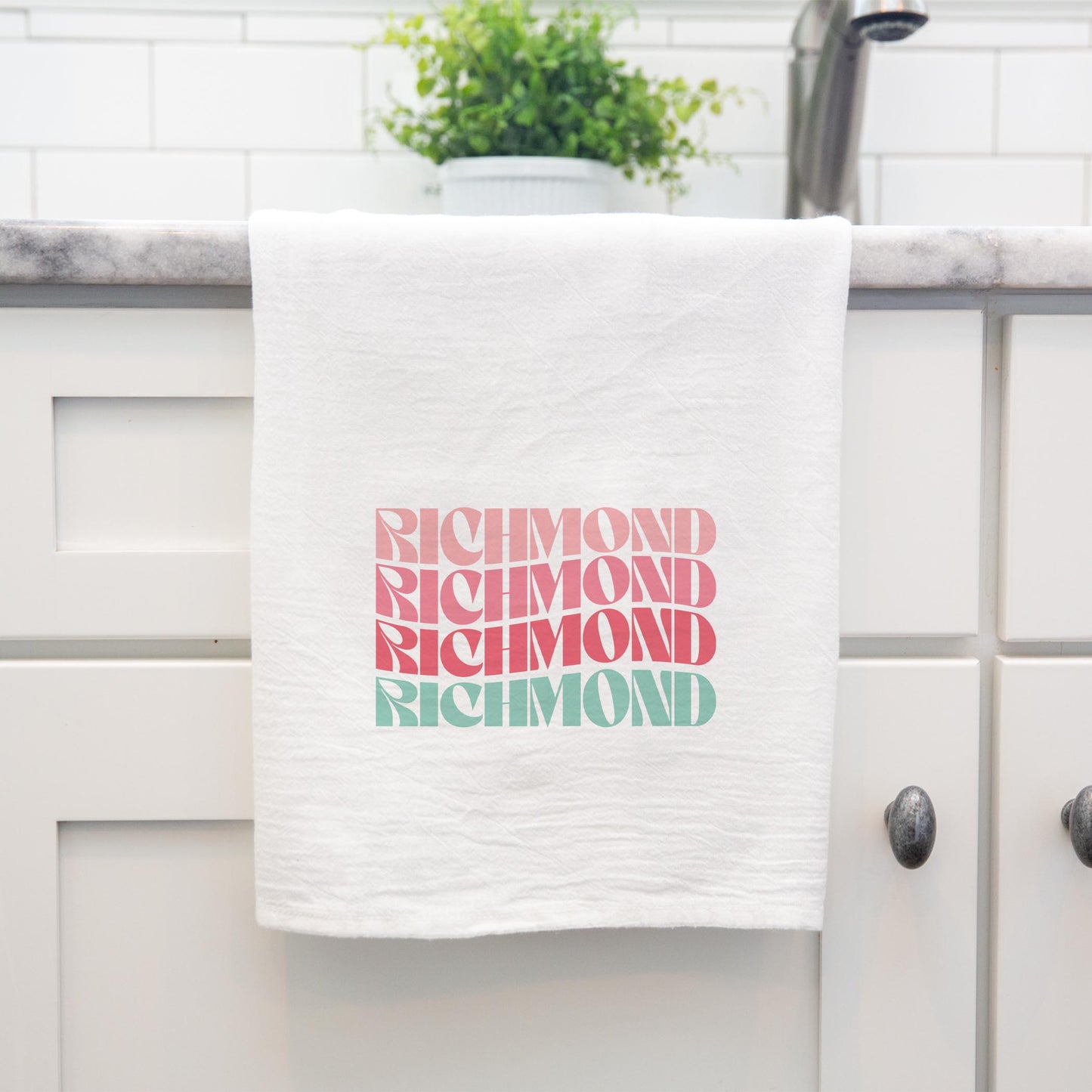 Cotton Tea Towel White-Retro Wave Richmond Virginia -3