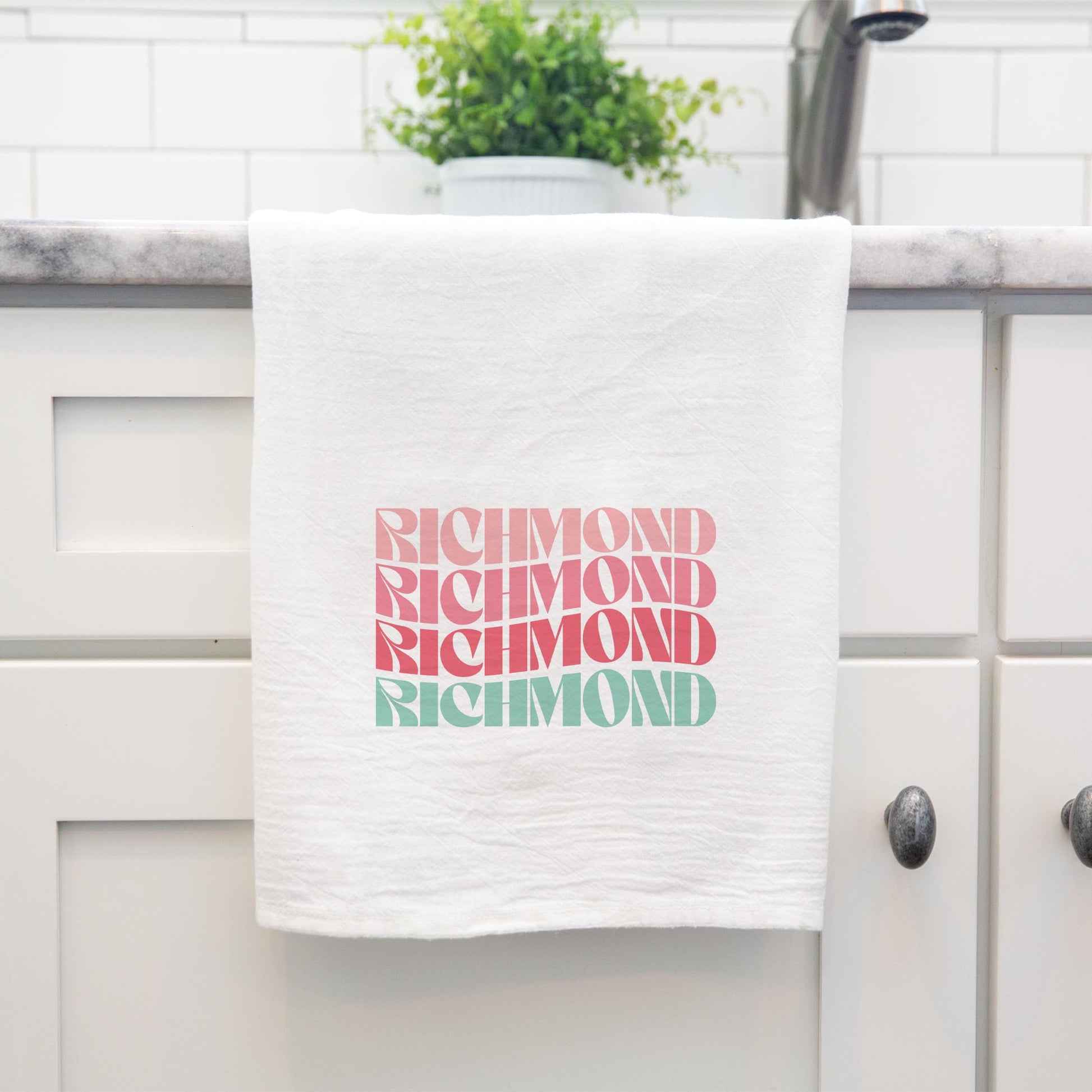 Cotton Tea Towel White-Retro Wave Richmond Virginia -3