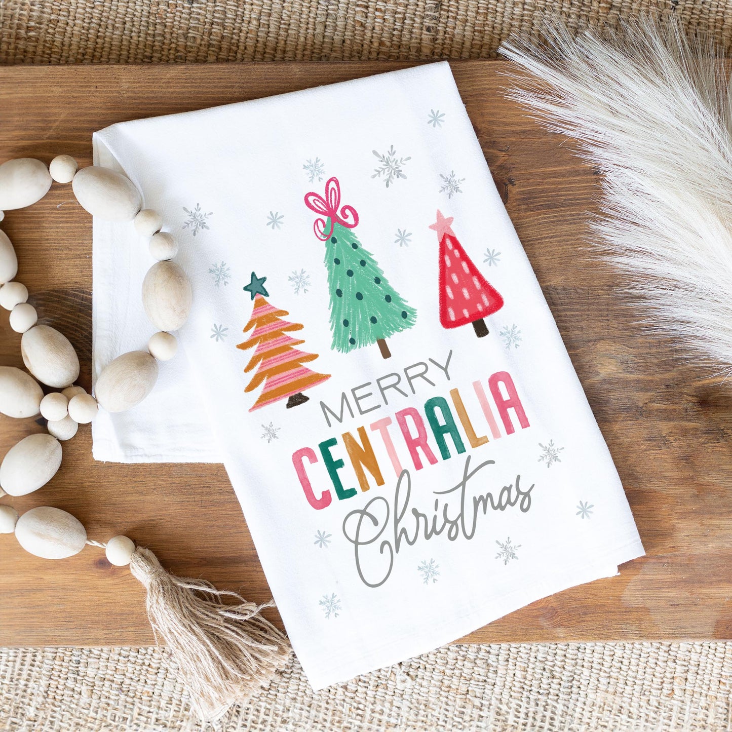 Cotton Tea Towel White-Whimsy Wonderland Bright Centralia  -1