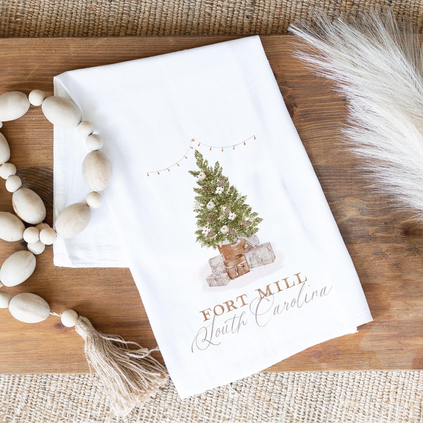 Cotton Tea Towel White-Cottage Tree Fort Mill South Carolina