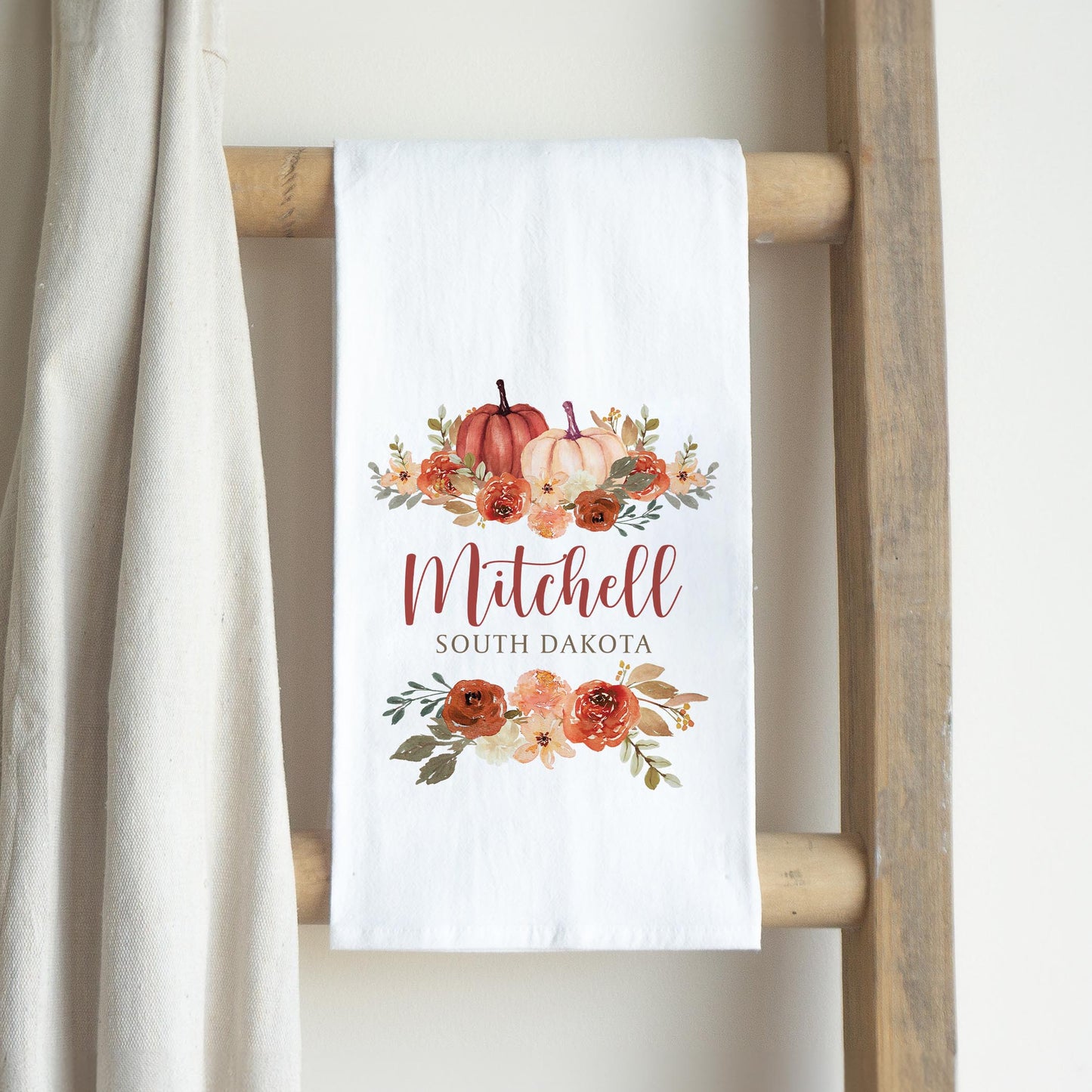 Cotton Tea Towel White-Fall & Harvest Mitchell South Dakota