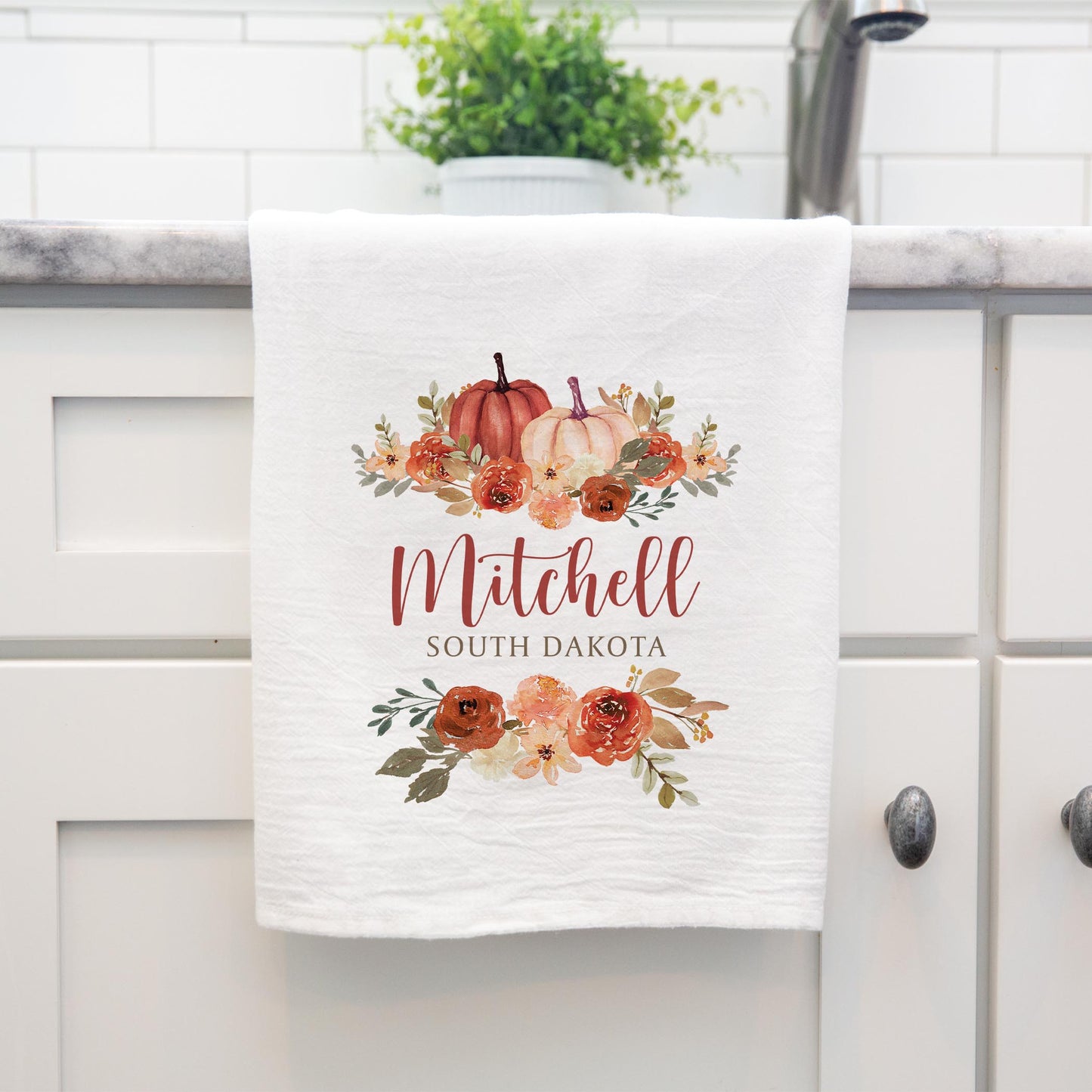 Cotton Tea Towel White-Fall & Harvest Mitchell South Dakota