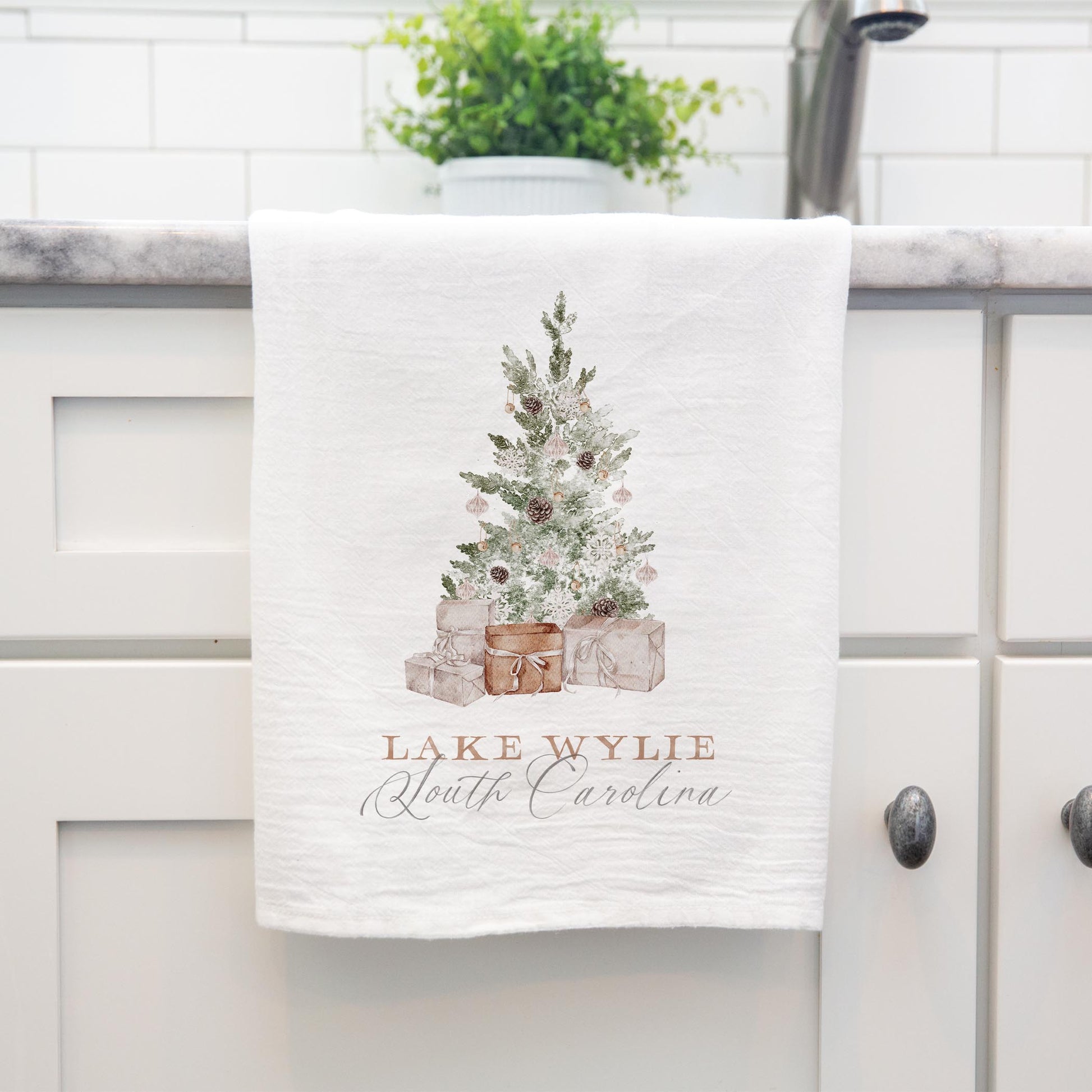Cotton Tea Towel White-Crystal Cottage Lake Wylie South Carolina -3
