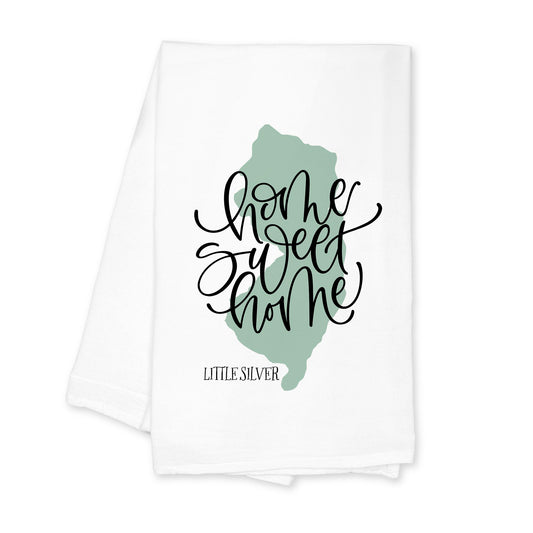 Cotton Tea Towel White-Home Sweet Home Little Silver New Jersey -0