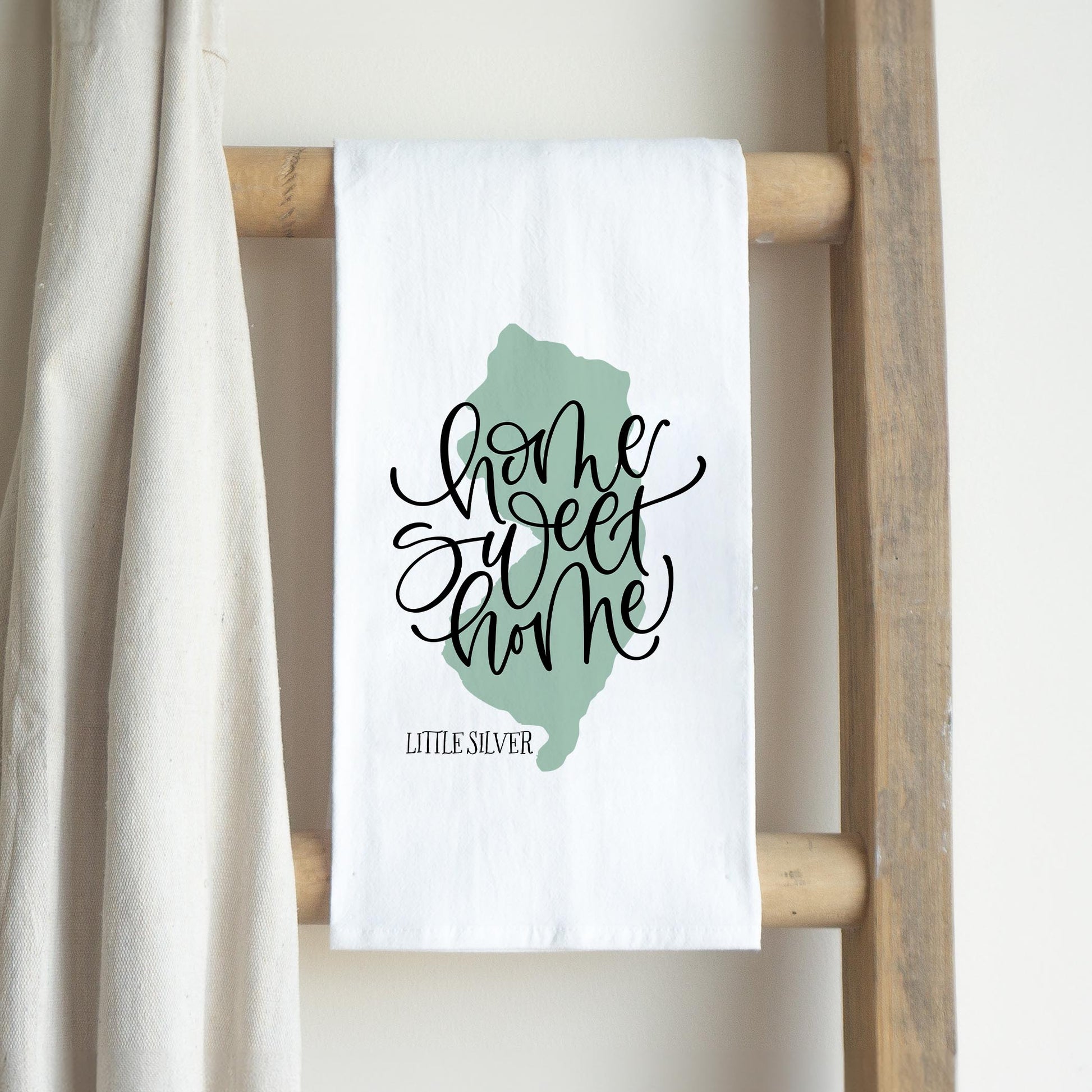 Cotton Tea Towel White-Home Sweet Home Little Silver New Jersey -2