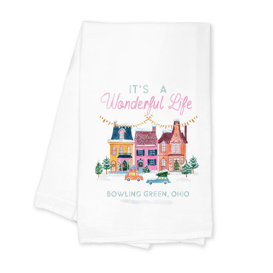 Cotton Tea Towel White-It's A Wonderful Life Bowling Green Ohio -0