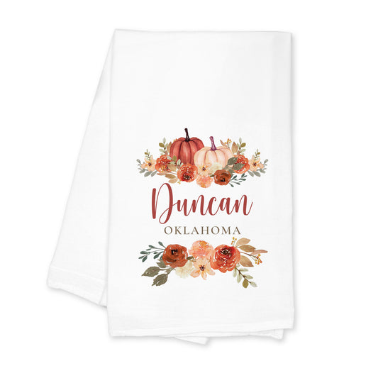 Cotton Tea Towel White-Fall & Harvest Duncan Oklahoma -0
