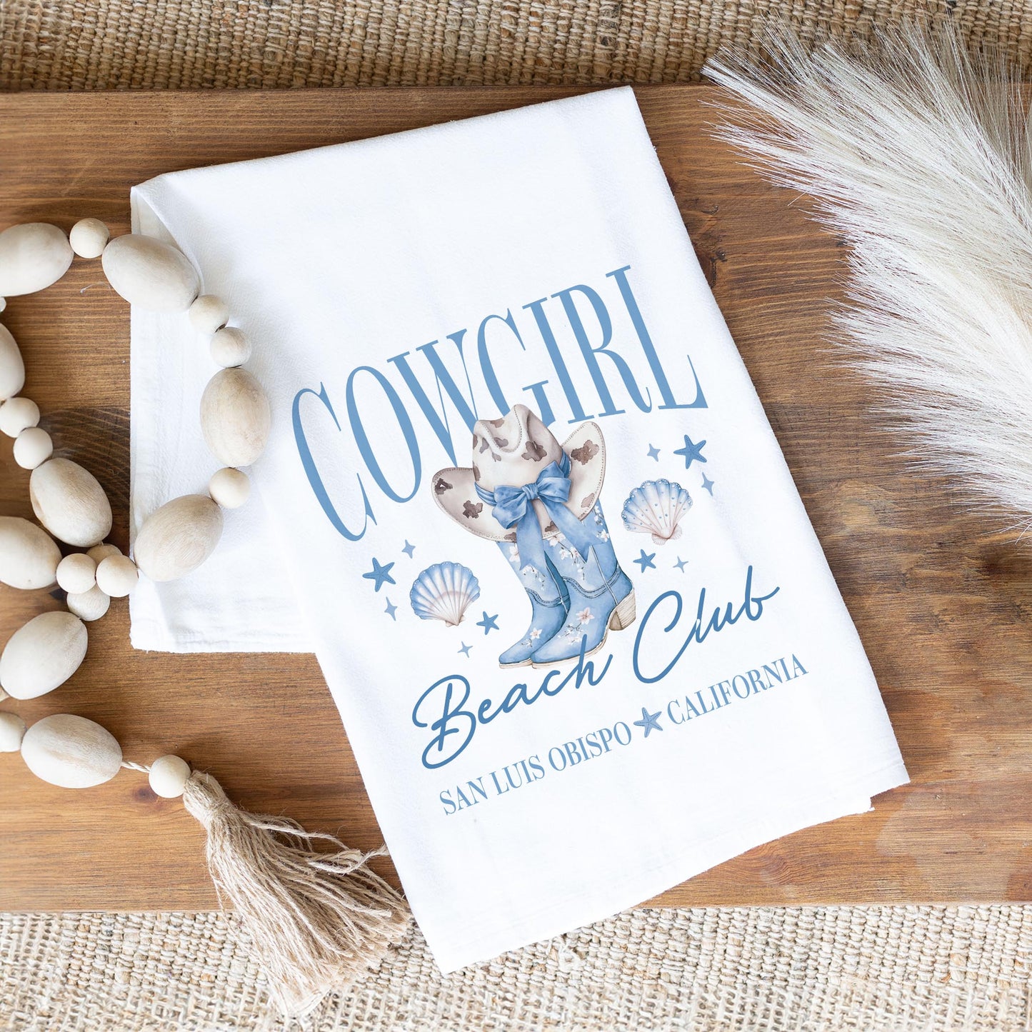 Cotton Tea Towel White-Love+Local Coastal Cowgirl -1