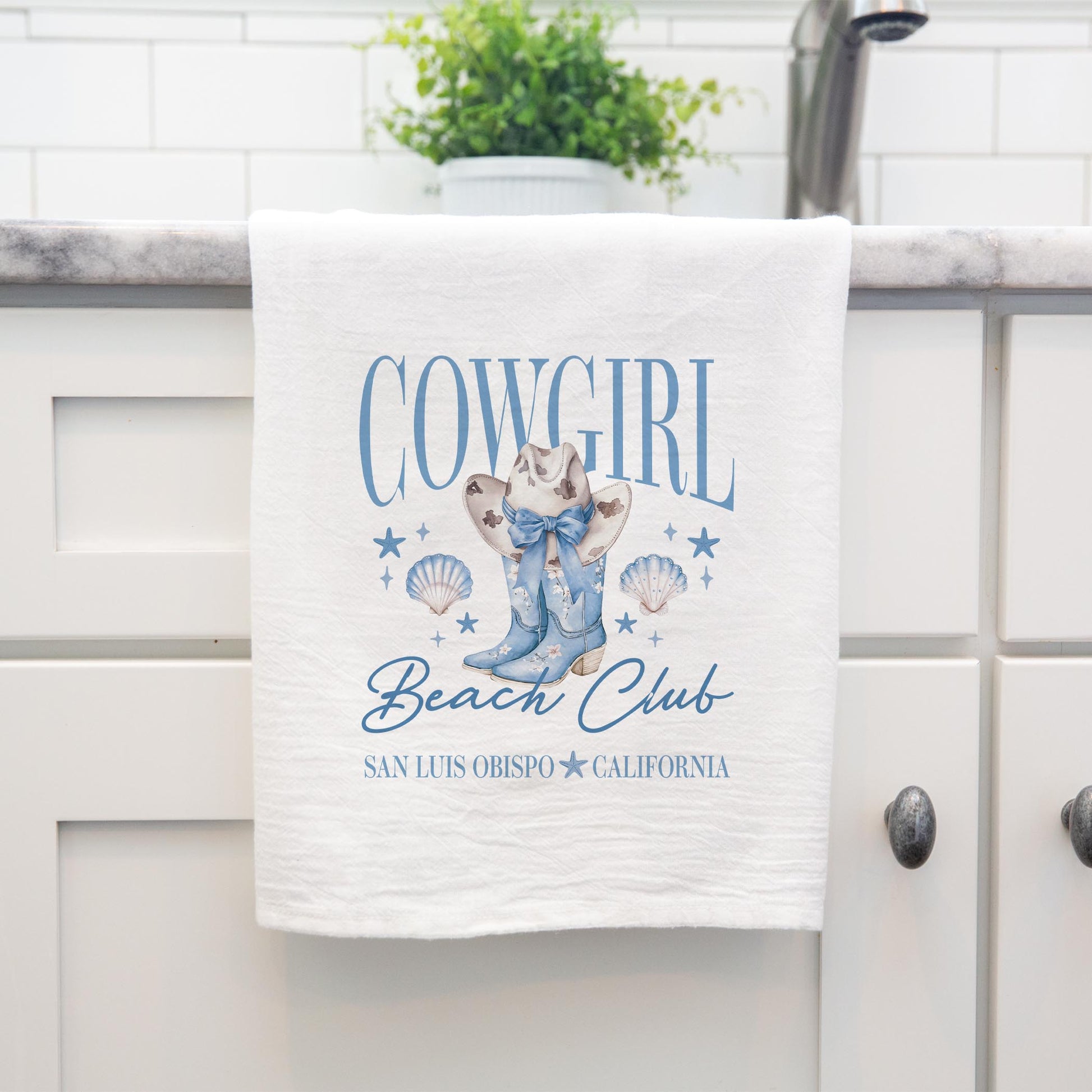 Cotton Tea Towel White-Love+Local Coastal Cowgirl -3