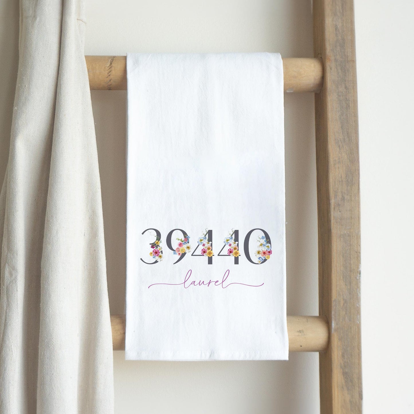 Cotton Tea Towel White-Love+Local Fantasy Garden Zip -2