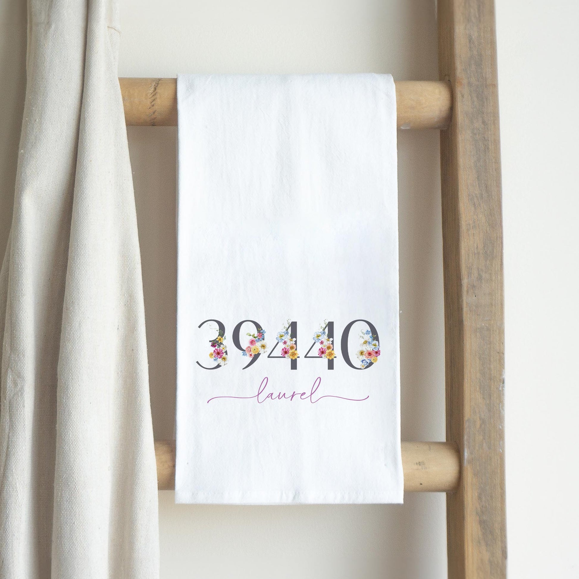 Cotton Tea Towel White-Love+Local Fantasy Garden Zip -2