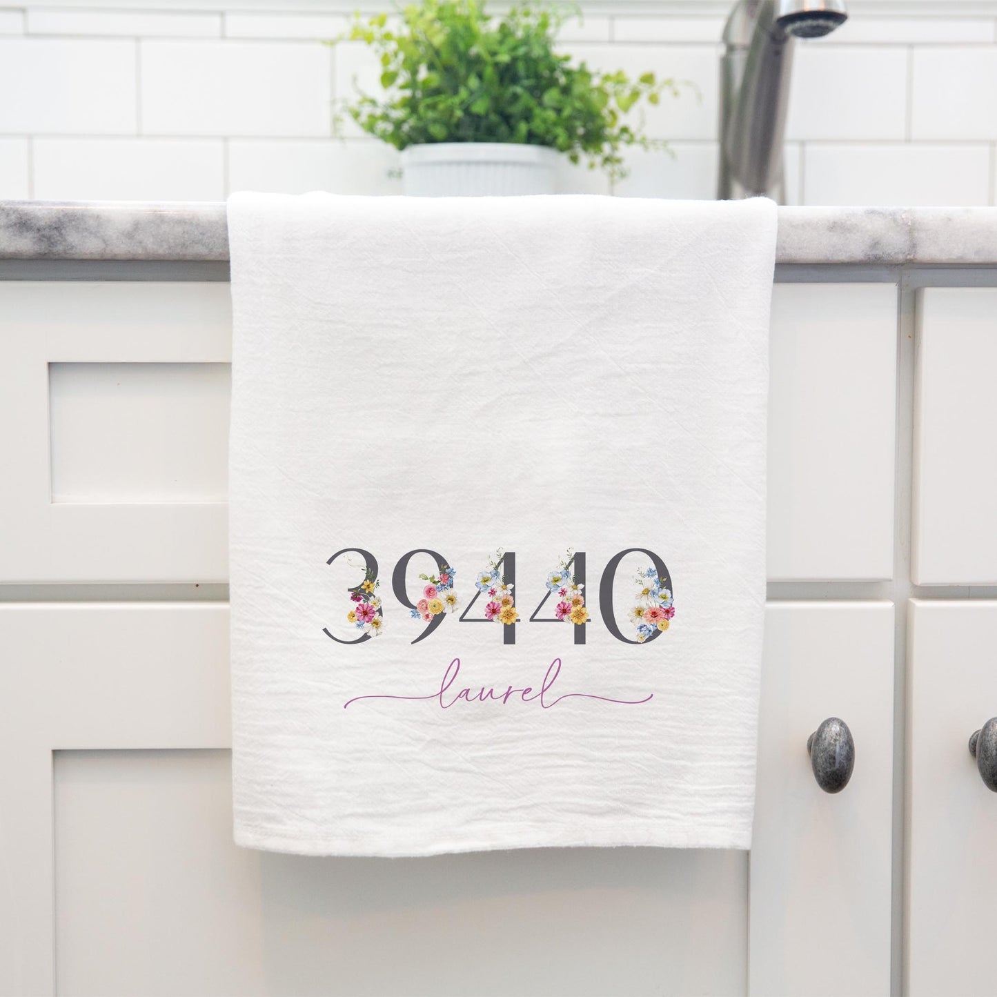 Cotton Tea Towel White-Love+Local Fantasy Garden Zip -3