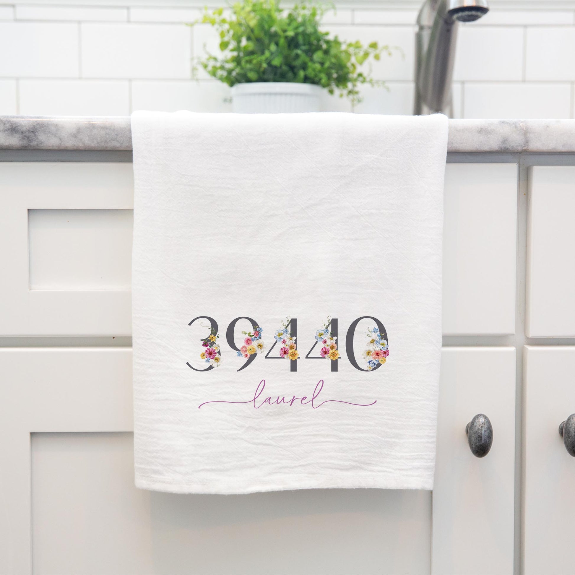 Cotton Tea Towel White-Love+Local Fantasy Garden Zip -3