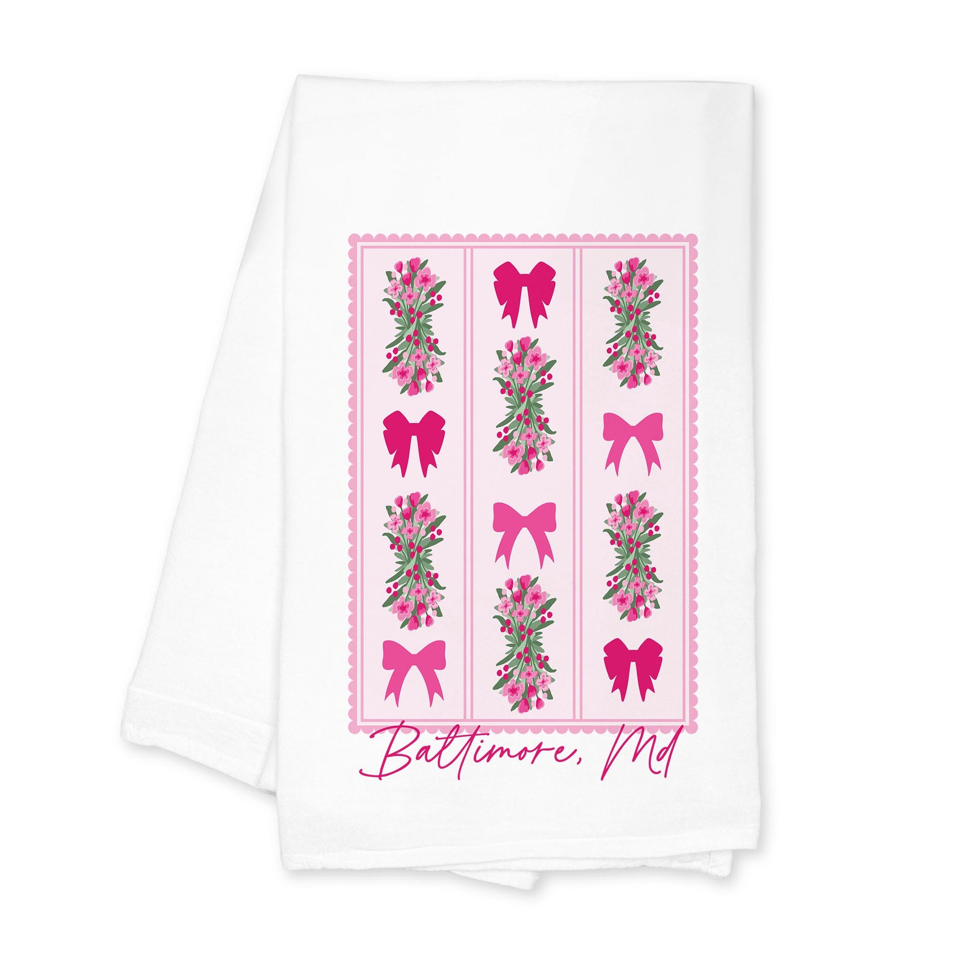 Cotton Tea Towel White-Love+Local Bonita Bows -0