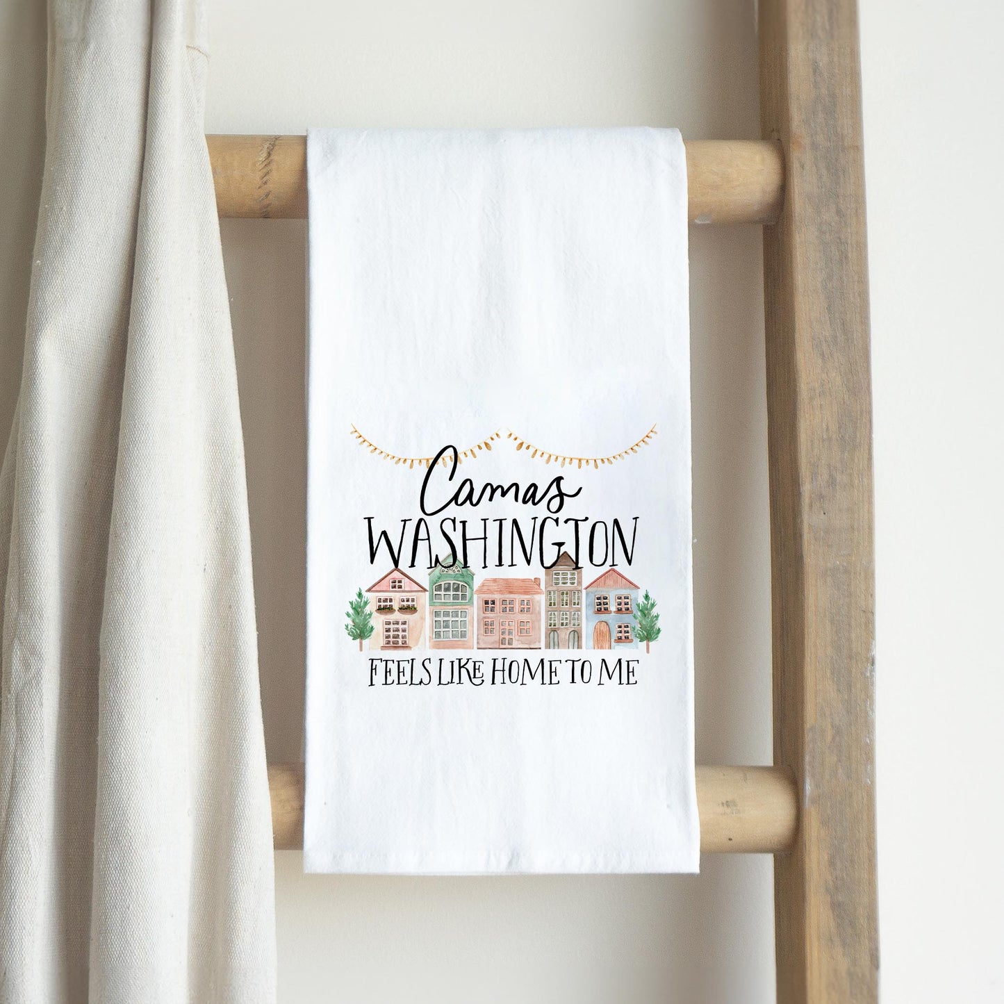 Cotton Tea Towel White-Feels Like Home To Me Camas Washington -2