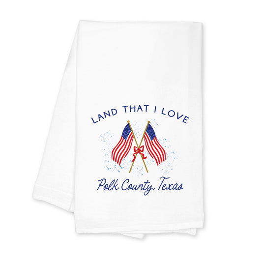 Cotton Tea Towel White-Land That I Love Polk County Texas -0