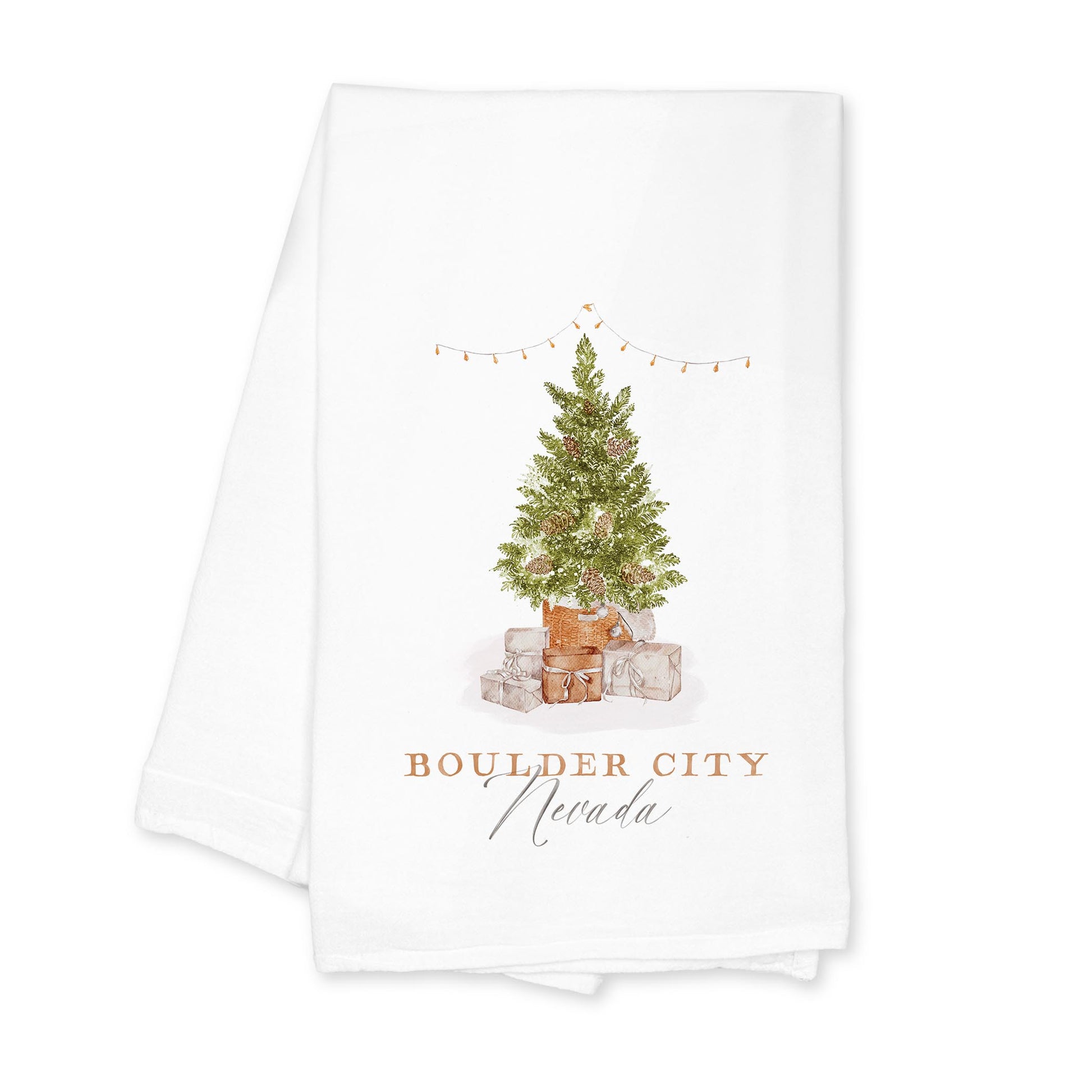 Cotton Tea Towel White-Cottage Tree Boulder City Nevada -0