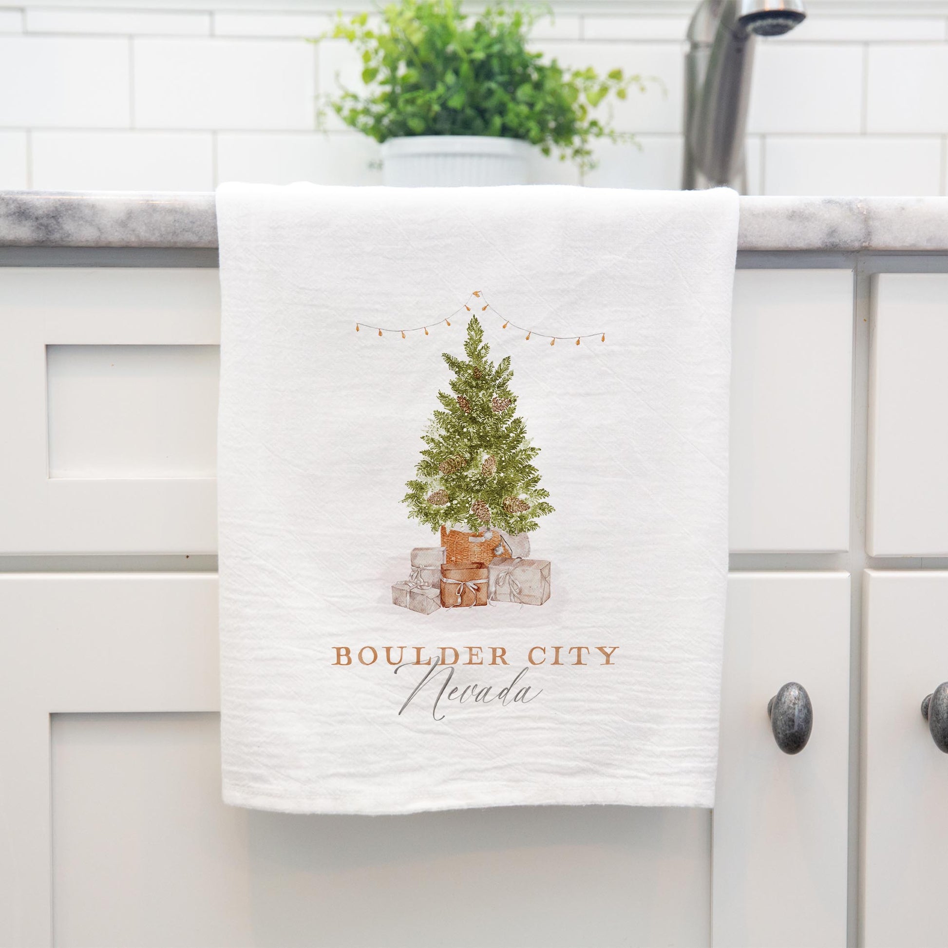 Cotton Tea Towel White-Cottage Tree Boulder City Nevada -3