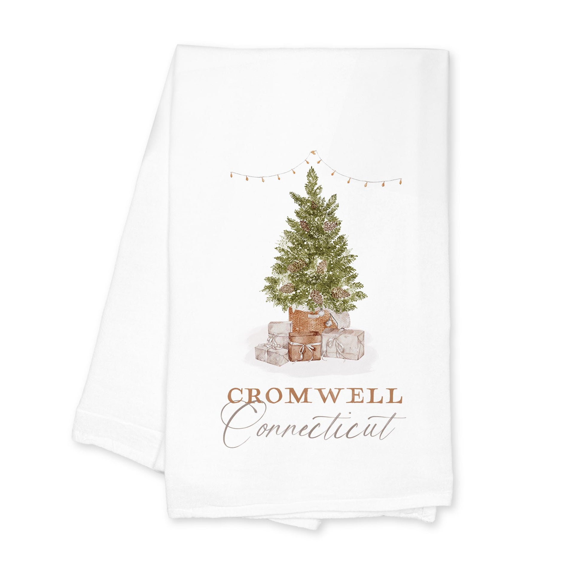 Cotton Tea Towel White-Cottage Tree Cromwell Connecticut -0