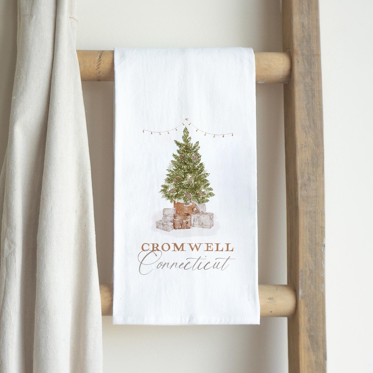 Cotton Tea Towel White-Cottage Tree Cromwell Connecticut -2