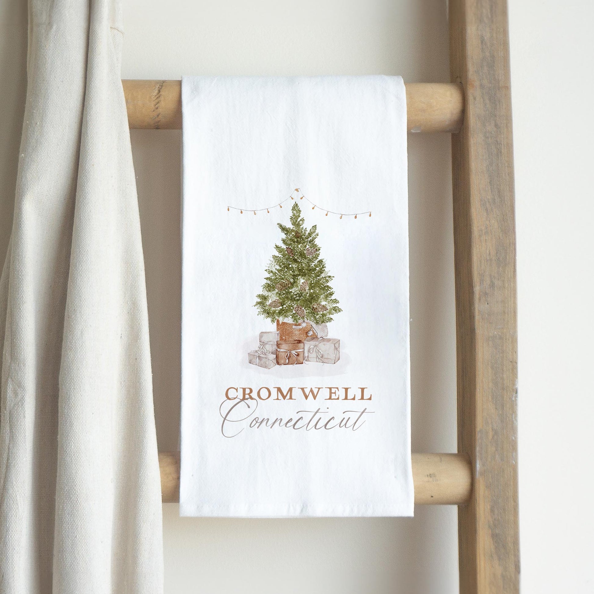 Cotton Tea Towel White-Cottage Tree Cromwell Connecticut -2