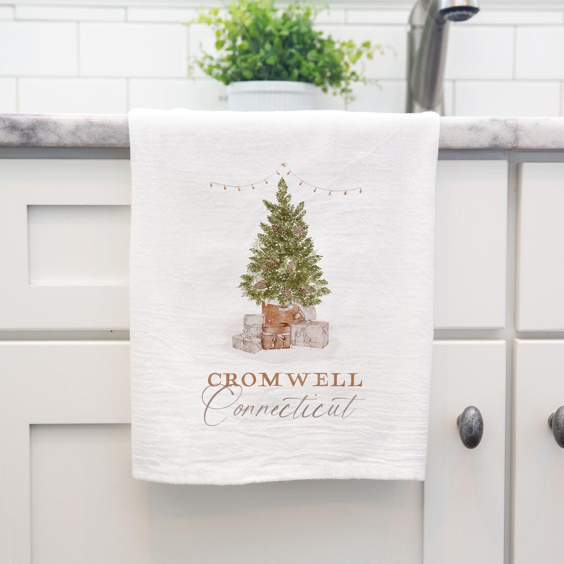 Cotton Tea Towel White-Cottage Tree Cromwell Connecticut -3
