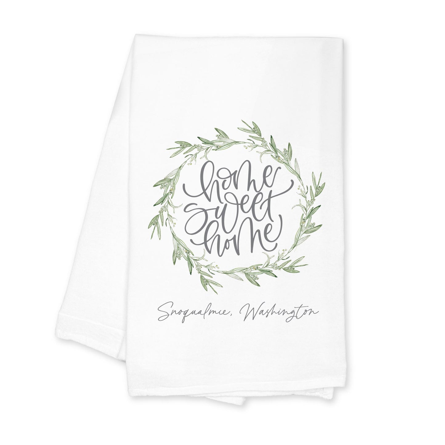 Cotton Tea Towel White-Home Wreath Snoqualmie Washington -0