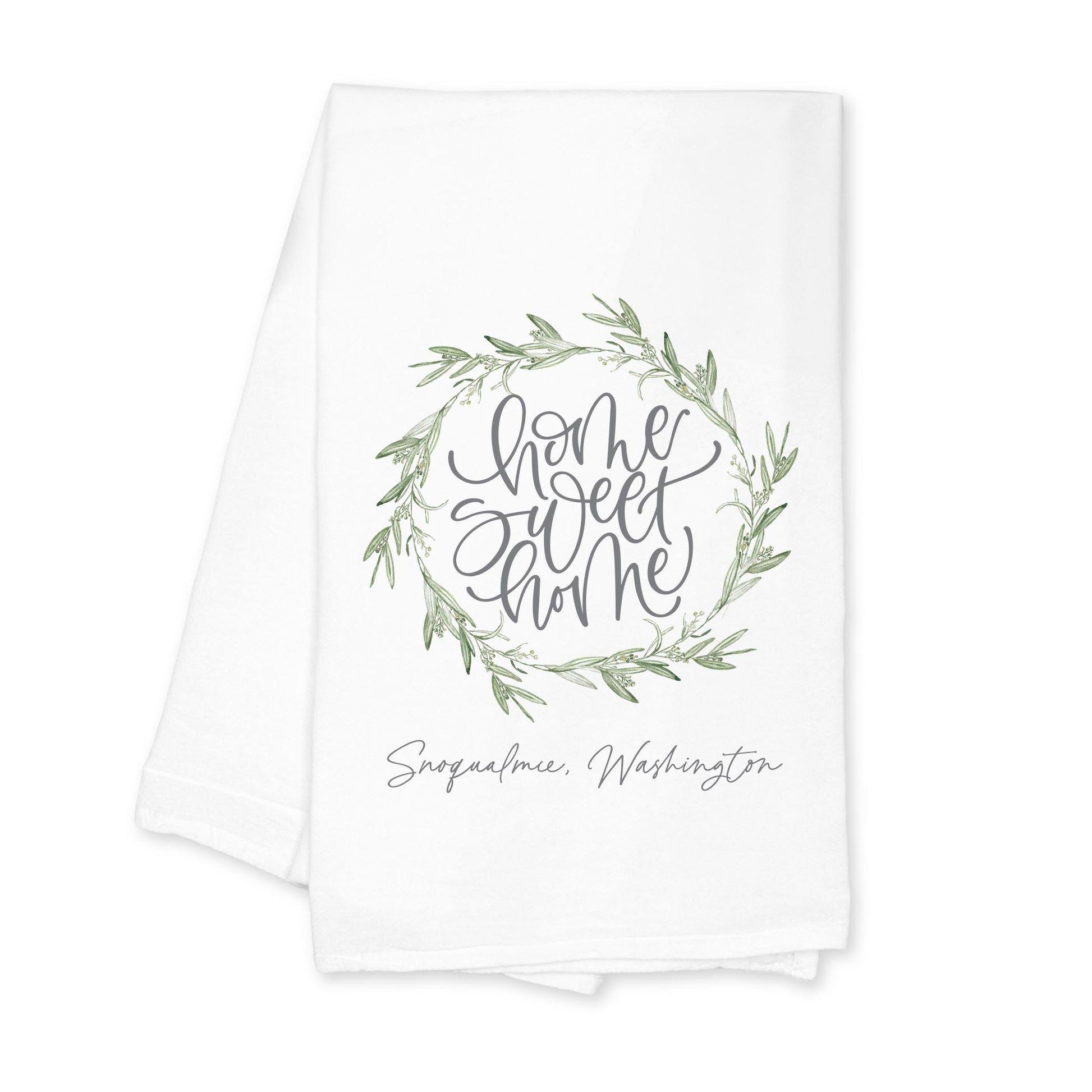 Cotton Tea Towel White-Home Wreath Snoqualmie Washington -0