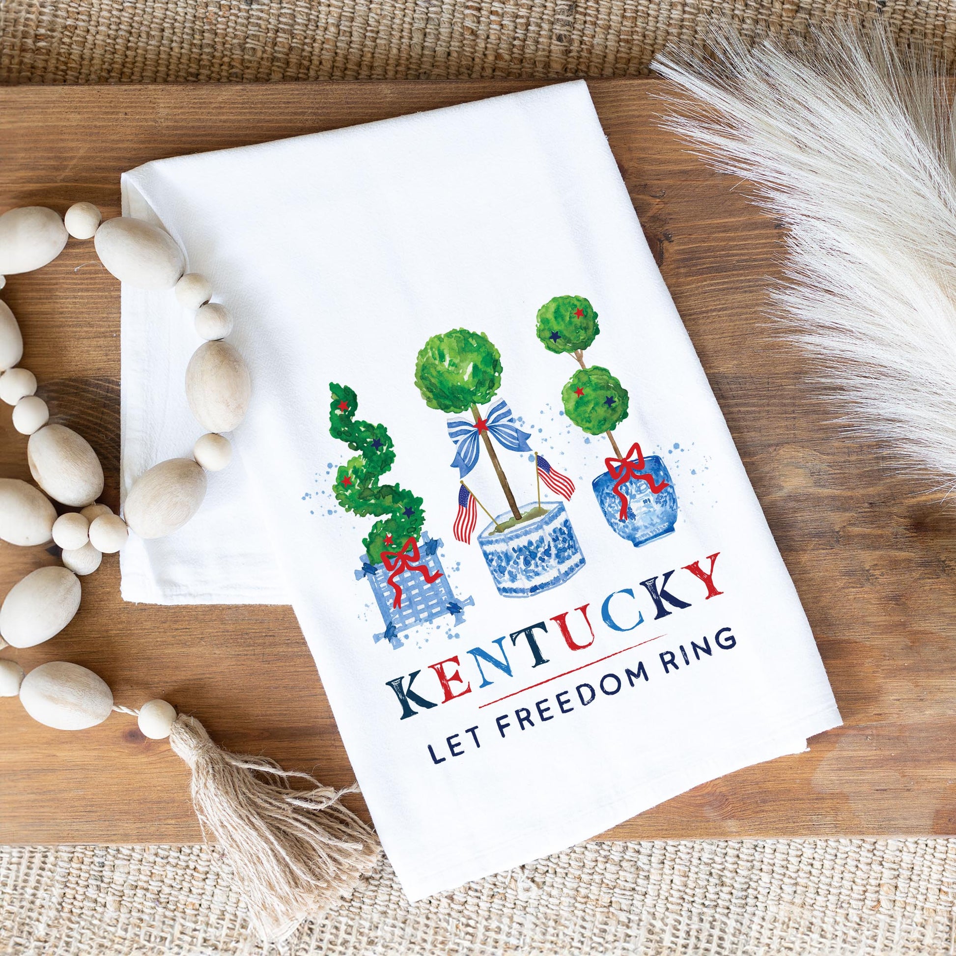 Cotton Tea Towel White-Freedom Topiary Kentucky -1