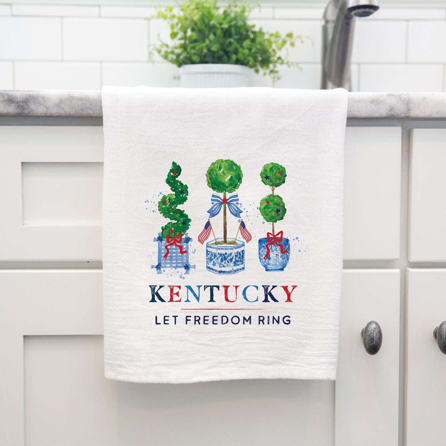 Cotton Tea Towel White-Freedom Topiary Kentucky -3