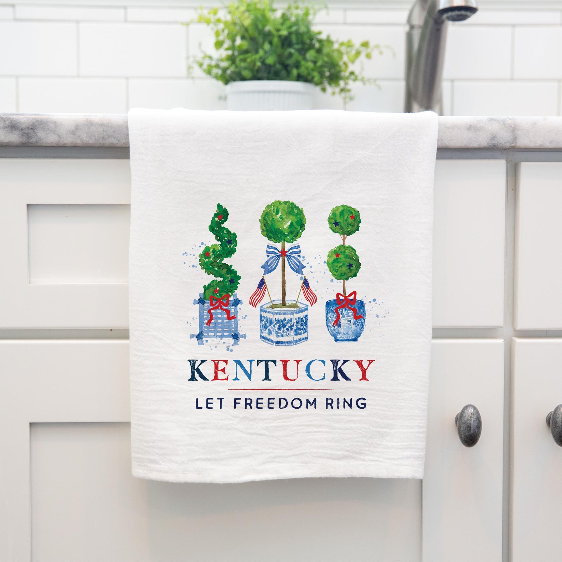 Cotton Tea Towel White-Freedom Topiary Kentucky -3