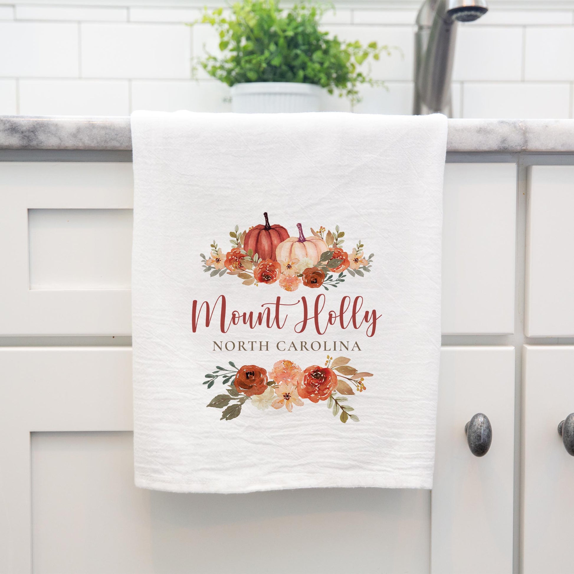 Cotton Tea Towel White-Fall & Harvest Mount Holly North Carolina -3