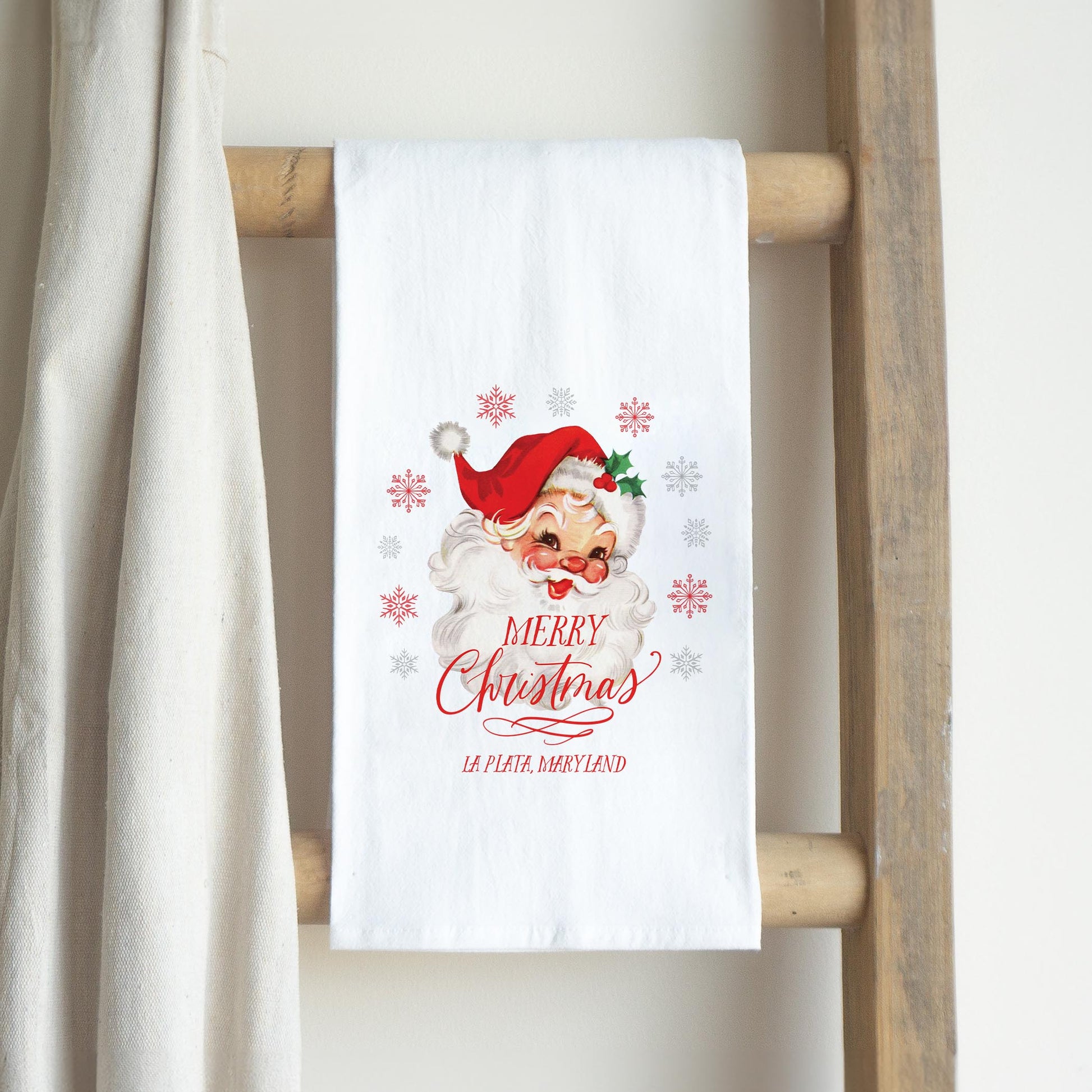 Cotton Tea Towel White-Classic Santa La Plata Maryland -2