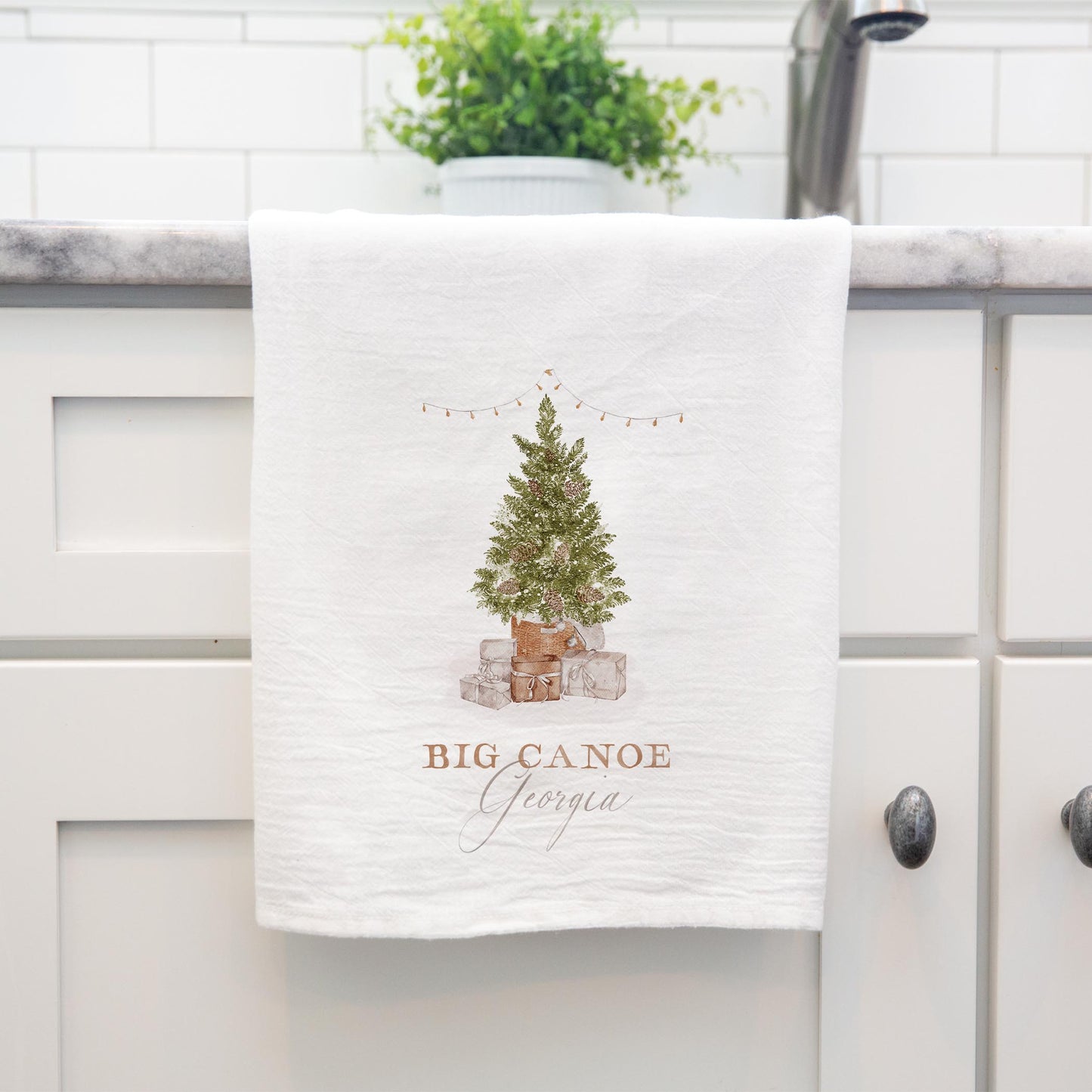 Cotton Tea Towel White-Cottage Tree Big Canoe Georgia -3