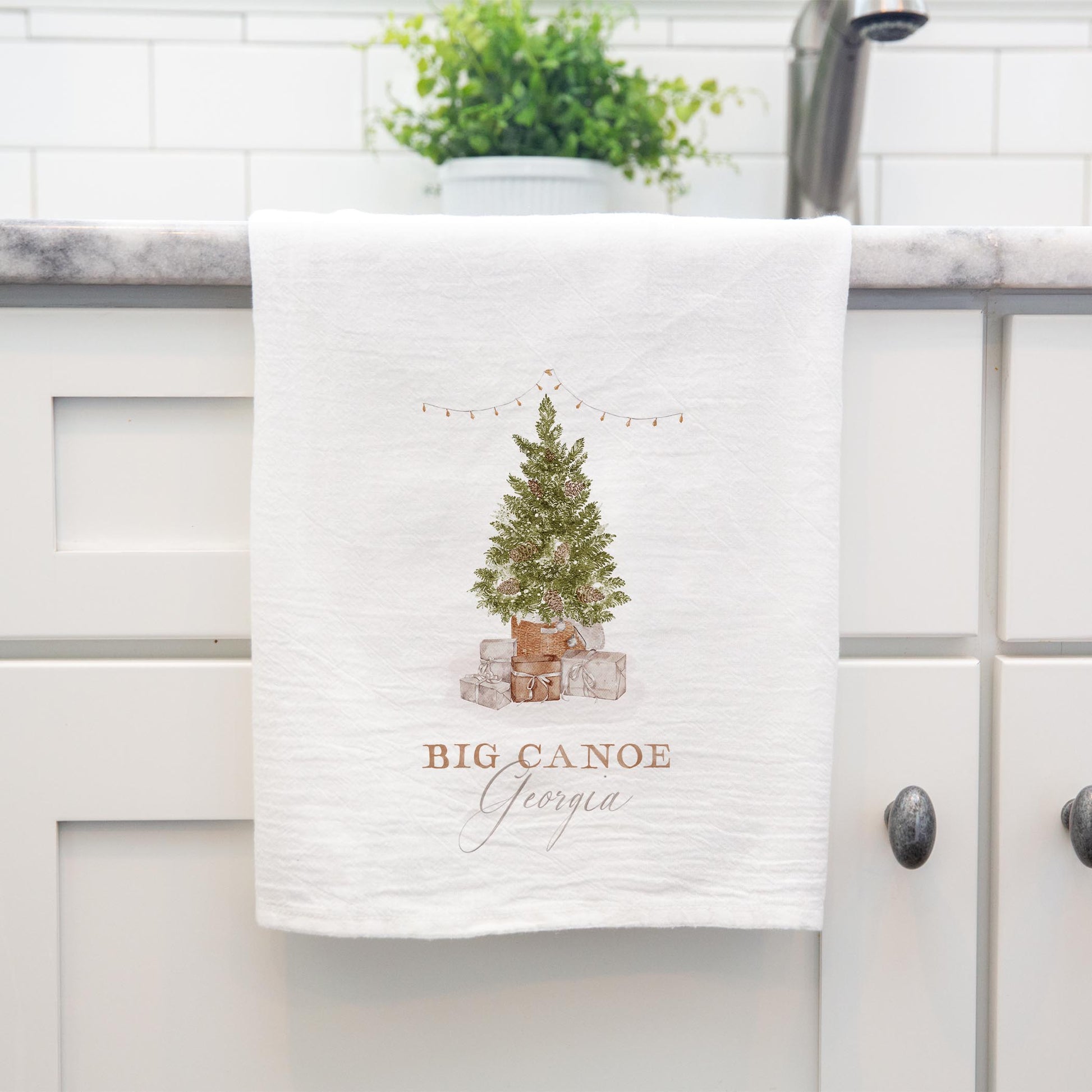 Cotton Tea Towel White-Cottage Tree Big Canoe Georgia -3