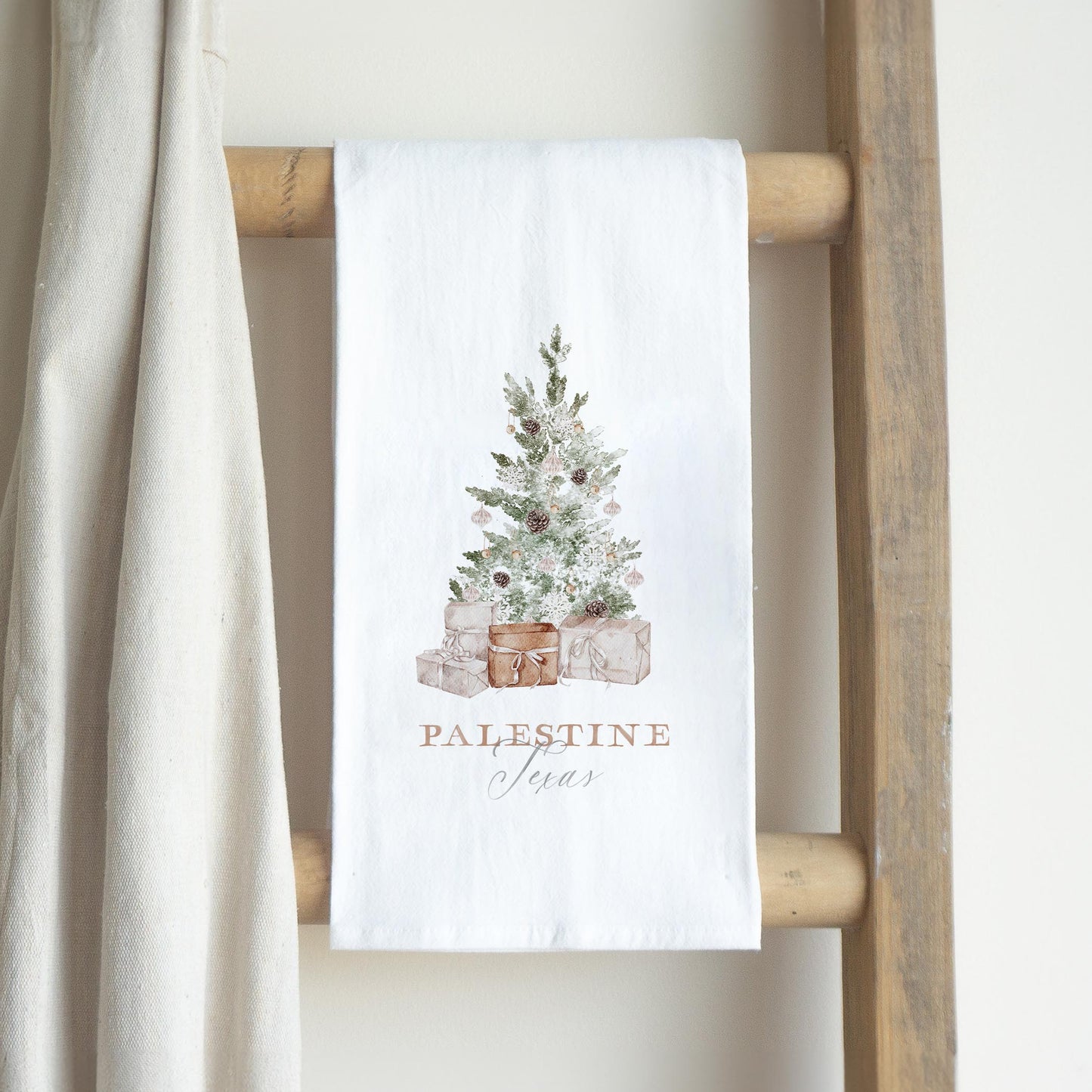 Cotton Tea Towel White-Crystal Cottage Tree Palestine Texas -2