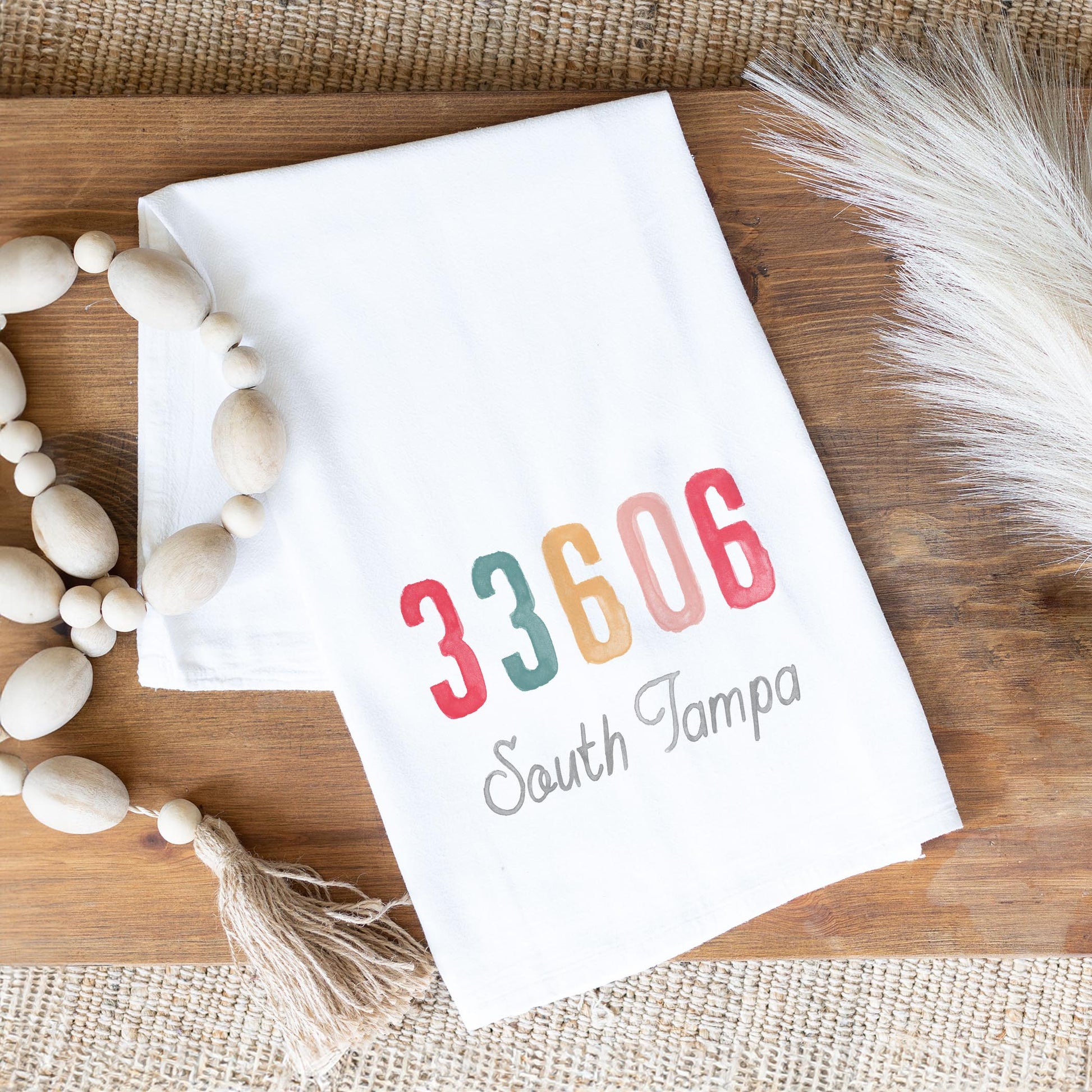 Cotton Tea Towel White-Watercolor ZIP 33606 South Tampa -1