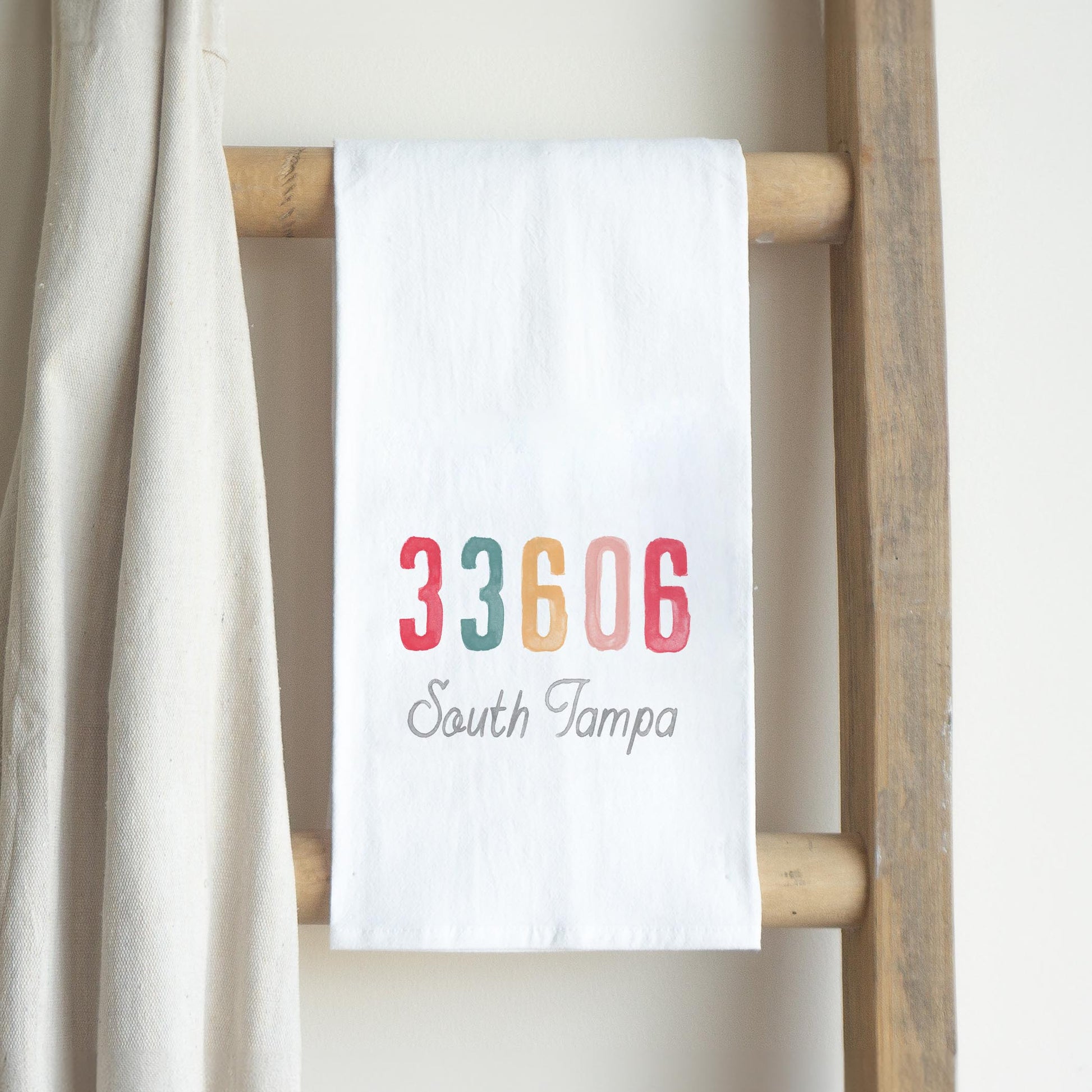 Cotton Tea Towel White-Watercolor ZIP 33606 South Tampa -2